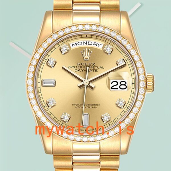 Rolex Day-Date m128348rbr-0008 36mm Mens Automatic Diamond Bezel: Genuine vs. Replica