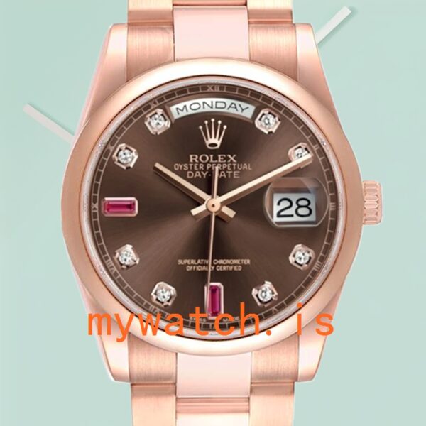 Rolex Day-Date 118205 36mm Mens Automatic Rose Gold-tone: Genuine vs. Replica